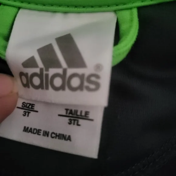 Kids Adidas Gray and Green Track Jacket - Picture 6 of 7